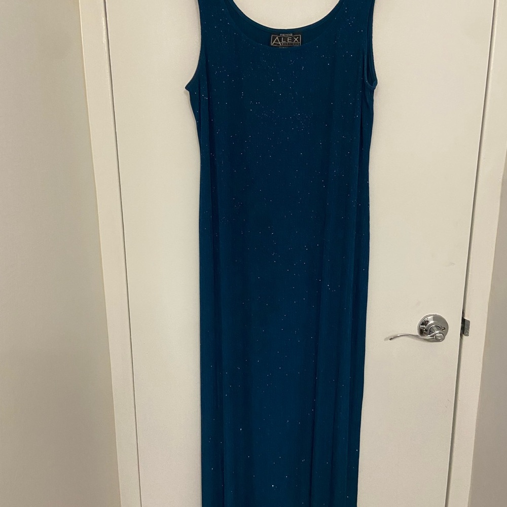 Alex Evenings Petite Teal Dress Made In USA Sz 12P